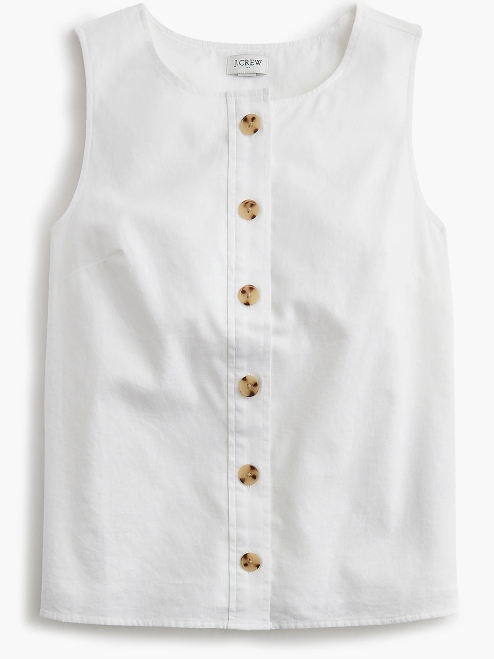J.Crew Factory White Linen Blend Button Front Top Size S